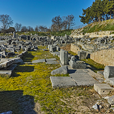 Panoramic view of archeological area of ancient Philippi, Eastern Macedonia and Thrace, Greece