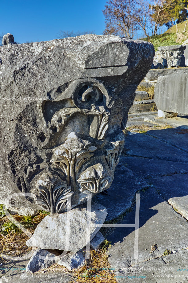 Panoramic view of archeological area of ancient Philippi, Eastern Macedonia and Thrace, Greece