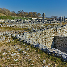 Panoramic view of archeological area of ancient Philippi, Eastern Macedonia and Thrace, Greece