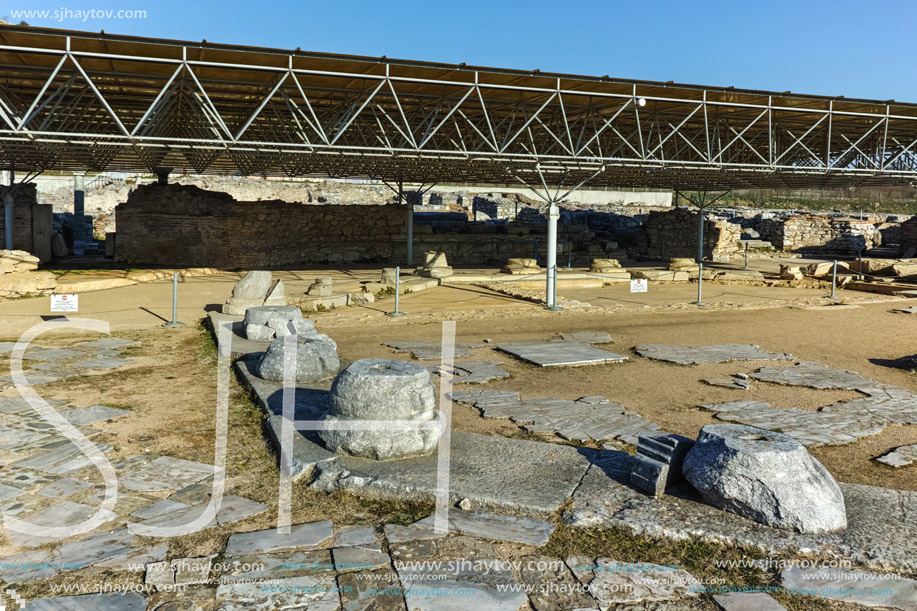 Ruins of octagon church in the archeological area of ancient Philippi, Eastern Macedonia and Thrace, Greece