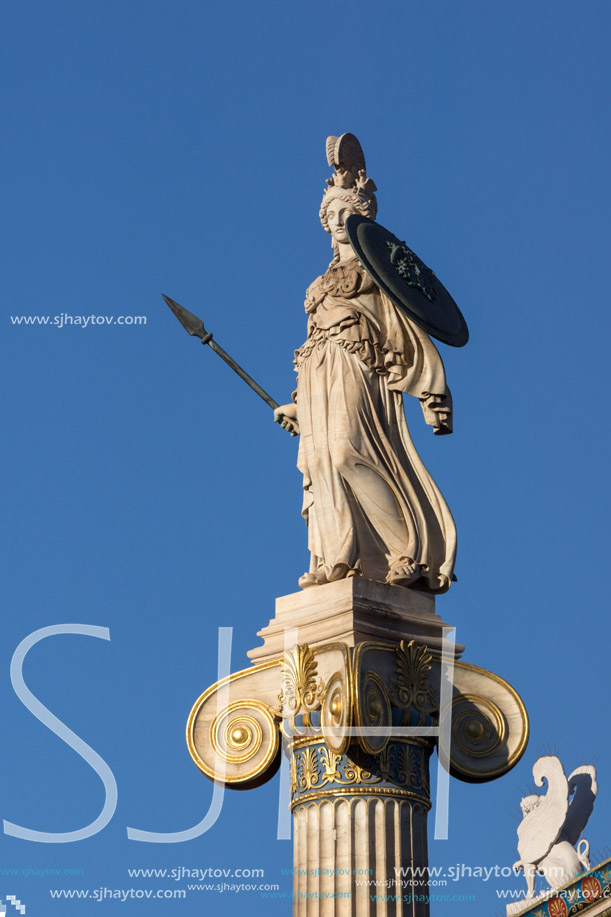 Athena statue in front of Academy of Athens, Attica, Greece