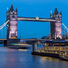 LONDON, ENGLAND - JUNE 15 2016: Tower Bridge in London in the Night, England, Great Britain