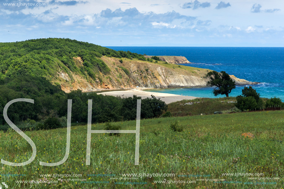 Seascape with beach at the mouth of the Veleka River, Sinemorets village, Burgas Region, Bulgaria