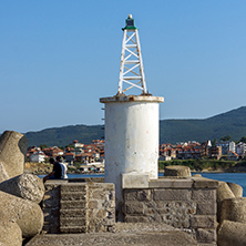 Lighthouse on the port of town of Tsarevo, Burgas Region, Bulgaria