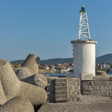 Lighthouse on the port of town of Tsarevo, Burgas Region, Bulgaria