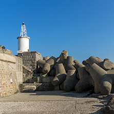 Lighthouse on the port of town of Tsarevo, Burgas Region, Bulgaria