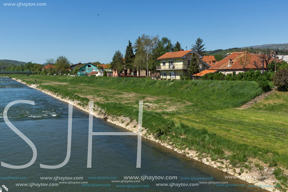 Amazing view of Nisava river passing through the town of Pirot, Republic of Serbia