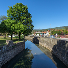 Amazing view of Nisava river passing through the town of Pirot, Republic of Serbia