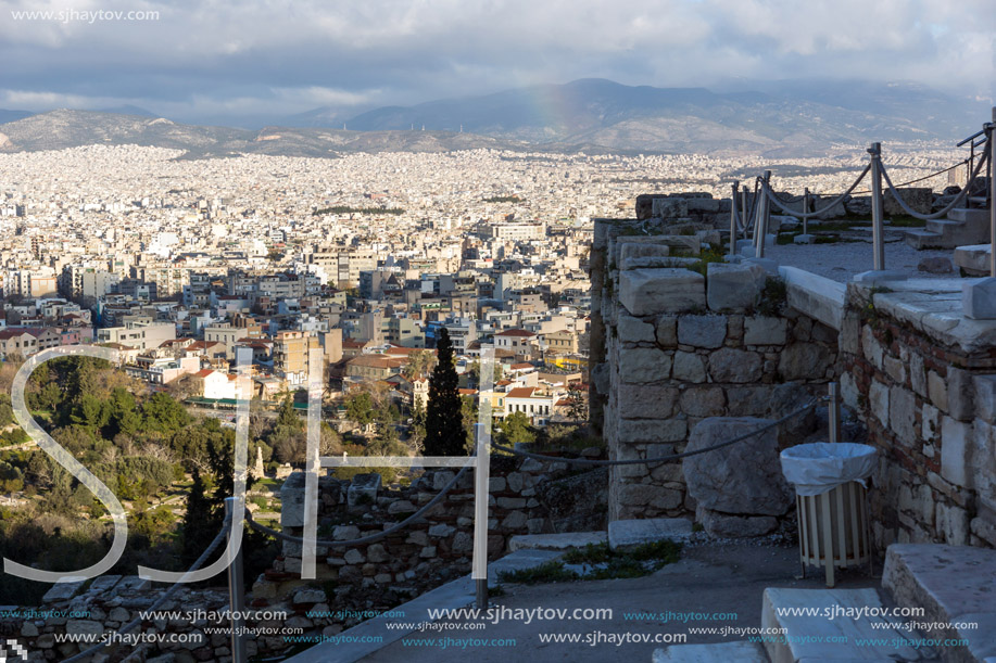 Monumental gateway Propylaea in the Acropolis of Athens, Attica, Greece