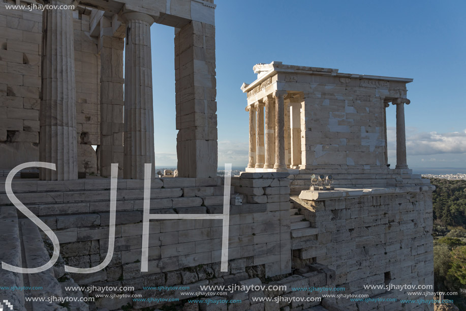Monumental gateway Propylaea in the Acropolis of Athens, Attica, Greece