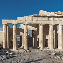 Monumental gateway Propylaea in the Acropolis of Athens, Attica, Greece