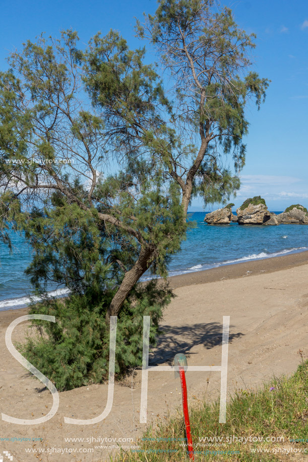 Panoramic view of Porto Kaminia beach, Zakynthos island, Greece