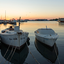 SOZOPOL, BULGARIA - JULY 11, 2016: Amazing Sunset at the port of Sozopol, Burgas Region, Bulgaria