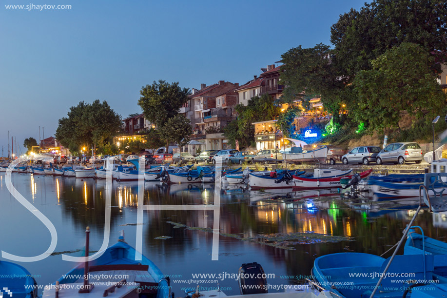 SOZOPOL, BULGARIA - JULY 11, 2016: Amazing Sunset at the port of Sozopol, Burgas Region, Bulgaria