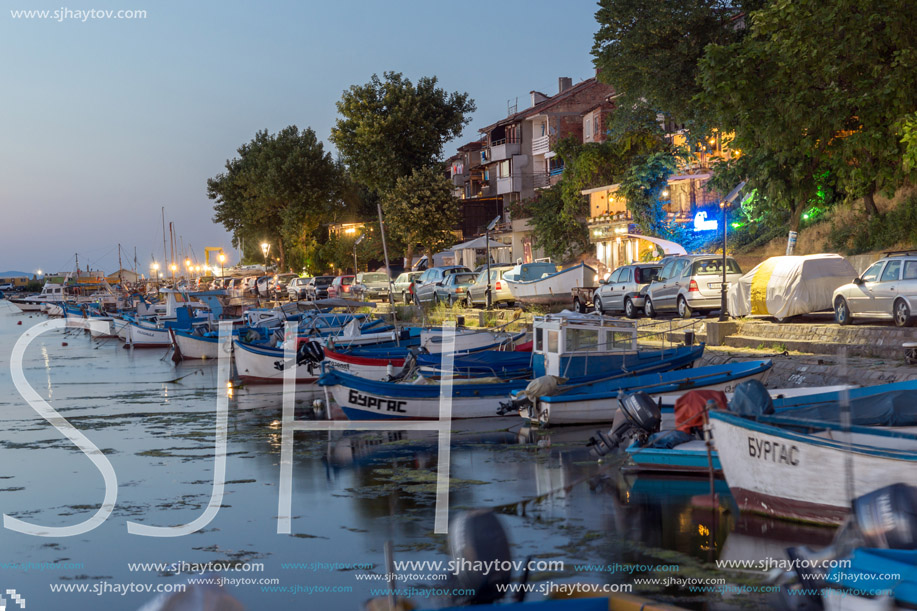 SOZOPOL, BULGARIA - JULY 11, 2016: Amazing Sunset at the port of Sozopol, Burgas Region, Bulgaria