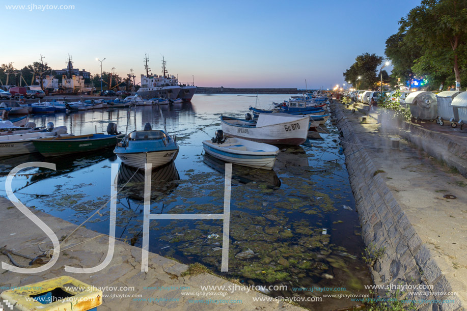 SOZOPOL, BULGARIA - JULY 11, 2016: Amazing Sunset at the port of Sozopol, Burgas Region, Bulgaria