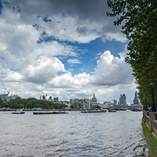 LONDON, ENGLAND - JUNE 15 2016: Panoramic view of Thames river and City of London, Great Britain