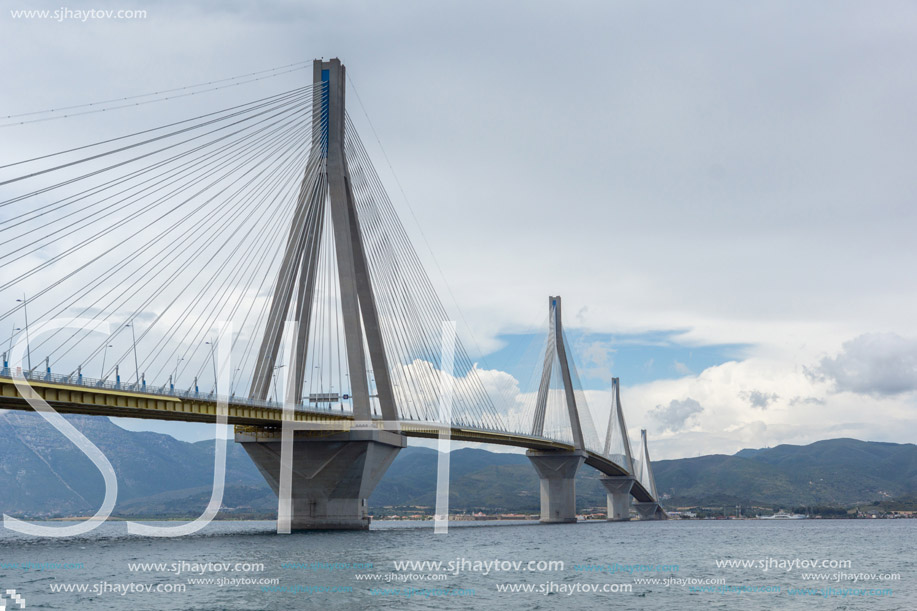 Amazing view of The cable bridge between Rio and Antirrio, Patra, Western Greece