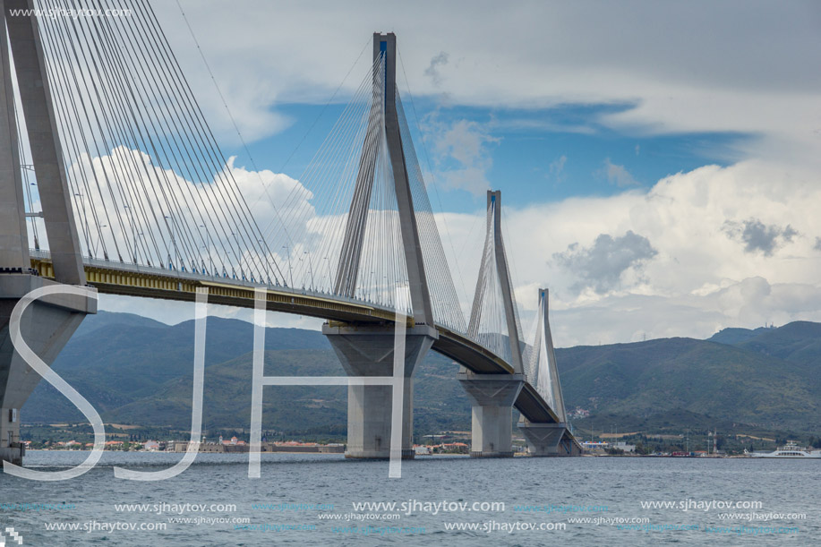 Amazing view of The cable bridge between Rio and Antirrio, Patra, Western Greece