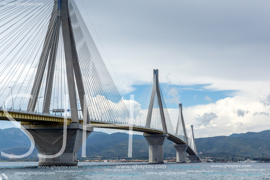 Amazing view of The cable bridge between Rio and Antirrio, Patra, Western Greece