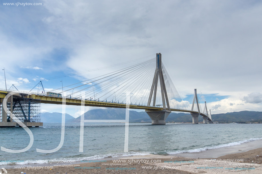 Amazing view of The cable bridge between Rio and Antirrio, Patra, Western Greece