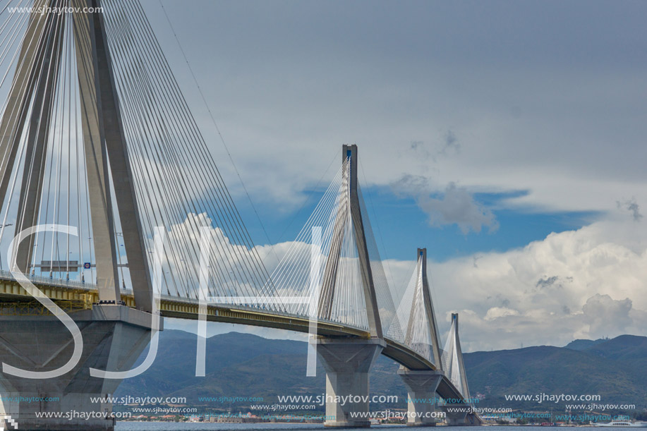 Amazing view of The cable bridge between Rio and Antirrio, Patra, Western Greece