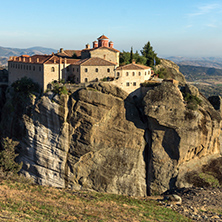 Amazing Sunset view of  Holy Monastery of St. Stephen in Meteora, Thessaly, Greece