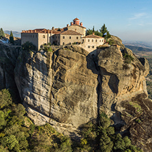 Amazing Sunset view of  Holy Monastery of St. Stephen in Meteora, Thessaly, Greece