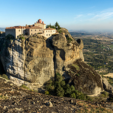 Amazing Sunset view of  Holy Monastery of St. Stephen in Meteora, Thessaly, Greece