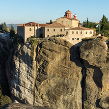 Amazing Sunset view of  Holy Monastery of St. Stephen in Meteora, Thessaly, Greece