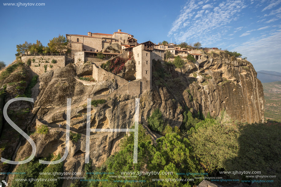 Amazing view of Holy Monastery of Great Meteoron in Meteora, Thessaly, Greece