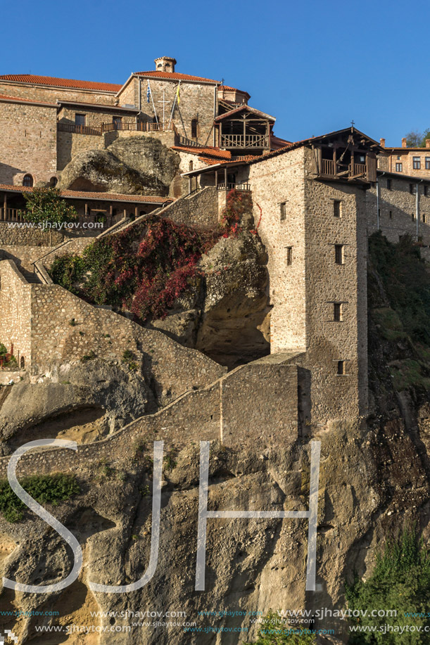 Amazing view of Holy Monastery of Great Meteoron in Meteora, Thessaly, Greece