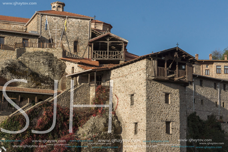 Amazing view of Holy Monastery of Great Meteoron in Meteora, Thessaly, Greece