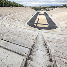 Panorama of Panathenaic stadium or kallimarmaro in Athens,  Attica, Greece