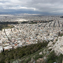 Amazing Panorama of the city of Athens from Lycabettus hill, Attica, Greece