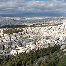 Amazing Panorama of the city of Athens from Lycabettus hill, Attica, Greece