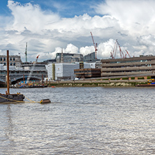 LONDON, ENGLAND - JUNE 15 2016: Panoramic view of Thames River in City of London, England, Great Britain