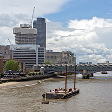 LONDON, ENGLAND - JUNE 15 2016: Panoramic view of Thames River in City of London, England, Great Britain