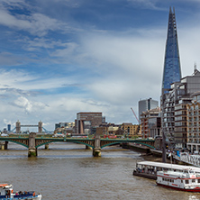 LONDON, ENGLAND - JUNE 15 2016: Panoramic view of Thames River in City of London, England, Great Britain