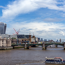 LONDON, ENGLAND - JUNE 15 2016: Panoramic view of Thames River in City of London, England, Great Britain