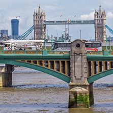 LONDON, ENGLAND - JUNE 15 2016: Panoramic view of Thames River in City of London, England, Great Britain