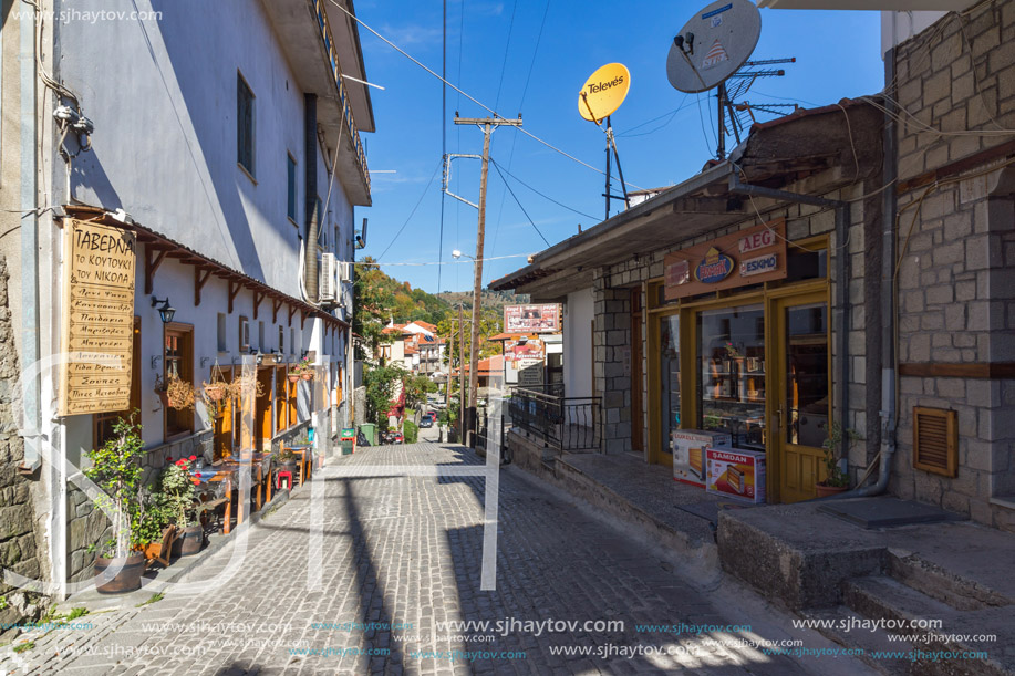 METSOVO, EPIRUS, GREECE - OCTOBER 19 2013: Panoramic view of village of Metsovo near city of Ioannina, Epirus Region, Greece