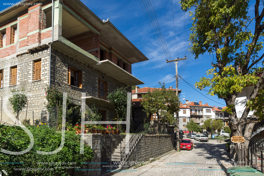 METSOVO, EPIRUS, GREECE - OCTOBER 19 2013: Panoramic view of village of Metsovo near city of Ioannina, Epirus Region, Greece