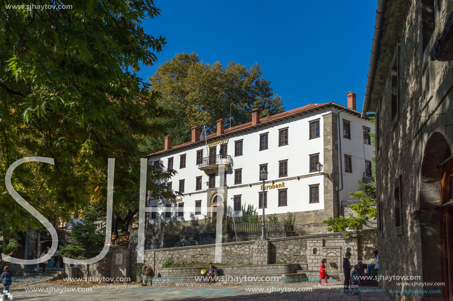 METSOVO, EPIRUS, GREECE - OCTOBER 19 2013: Panoramic view of village of Metsovo near city of Ioannina, Epirus Region, Greece