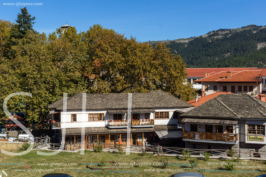 METSOVO, EPIRUS, GREECE - OCTOBER 19 2013: Panoramic view of village of Metsovo near city of Ioannina, Epirus Region, Greece