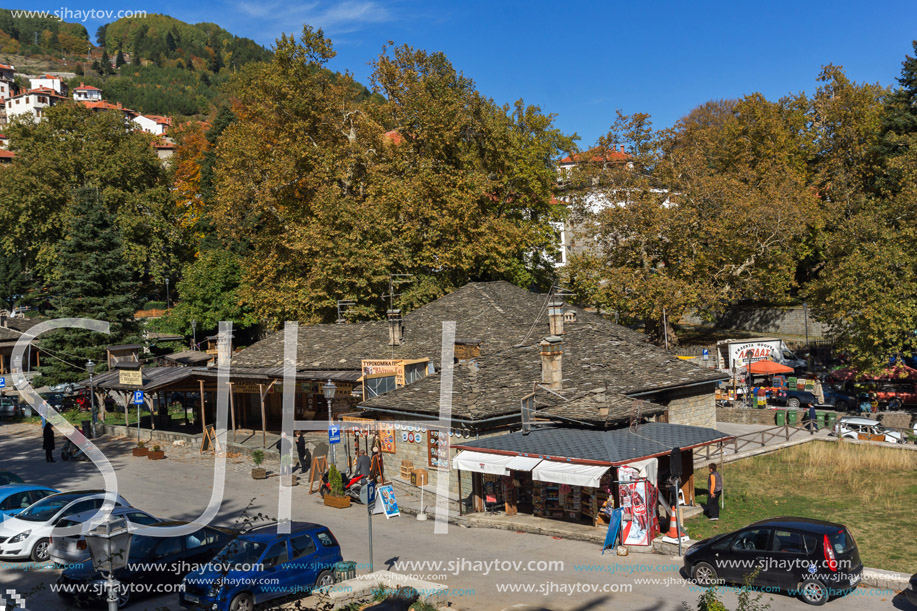 METSOVO, EPIRUS, GREECE - OCTOBER 19 2013: Panoramic view of village of Metsovo near city of Ioannina, Epirus Region, Greece