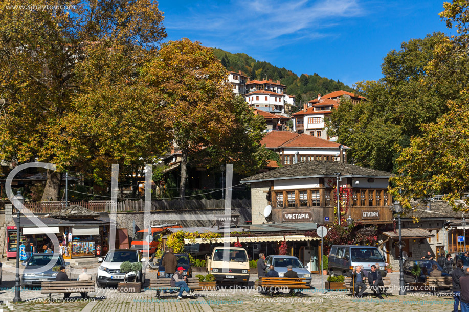 METSOVO, EPIRUS, GREECE - OCTOBER 19 2013: Panoramic view of village of Metsovo near city of Ioannina, Epirus Region, Greece