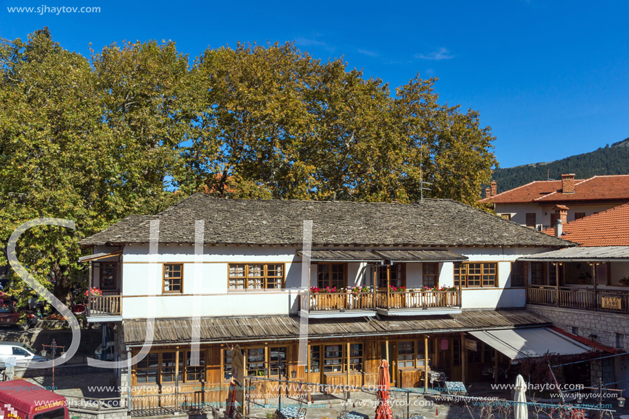 METSOVO, EPIRUS, GREECE - OCTOBER 19 2013: Panoramic view of village of Metsovo near city of Ioannina, Epirus Region, Greece