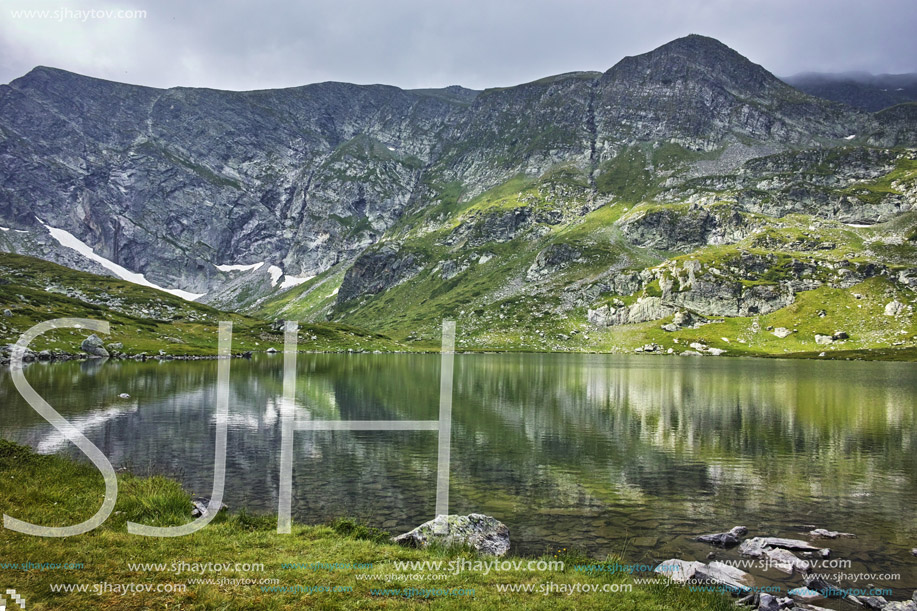 Amazing view with Fog over The Twin lake, The Seven Rila Lakes, Bulgaria