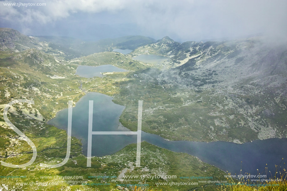 Amazing Panorama of The Twin, The Trefoil, The Fish and the upper Lakes, The Seven Rila Lakes, Bulgaria